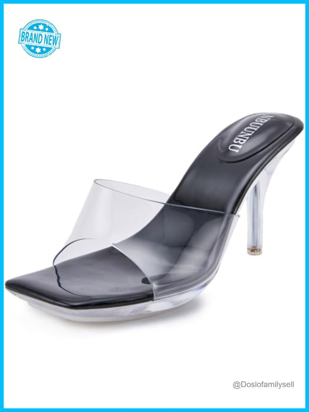 Clear Platform Heels Square Toe Stiletto Sandals Comfortable Women